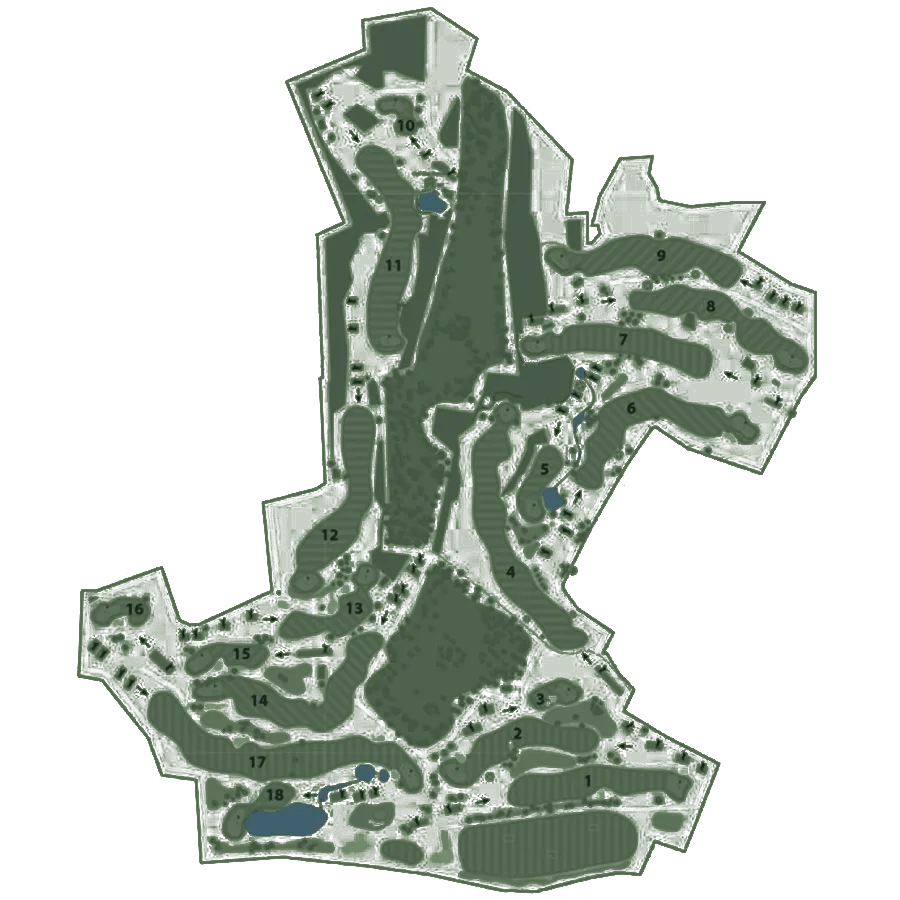Platzplan des Golfclubs Bludenz-Braz mit allen 18 Bahnen